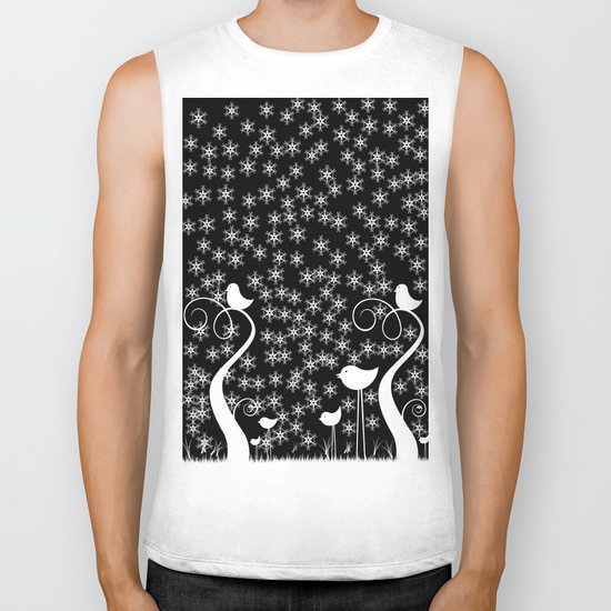 Birds In Harsh Winter. Biker Tank