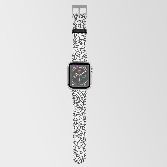 Squiggle Doodle in Black and White Apple Watch Band