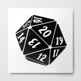 20 Sided Spindown Die - White & Black Metal Print | Graphicdesign, Game, Magicthegathering, 20 Sided Dice, Dice, Simple, Die, 20, Minimal, Boardgame 
