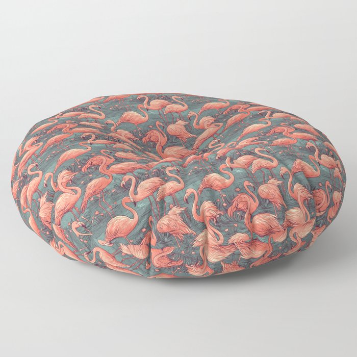 Flamingos on Lake Floor Pillow