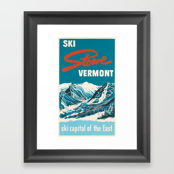 Stowe, Vermont Vintage Ski Poster Framed Art Print