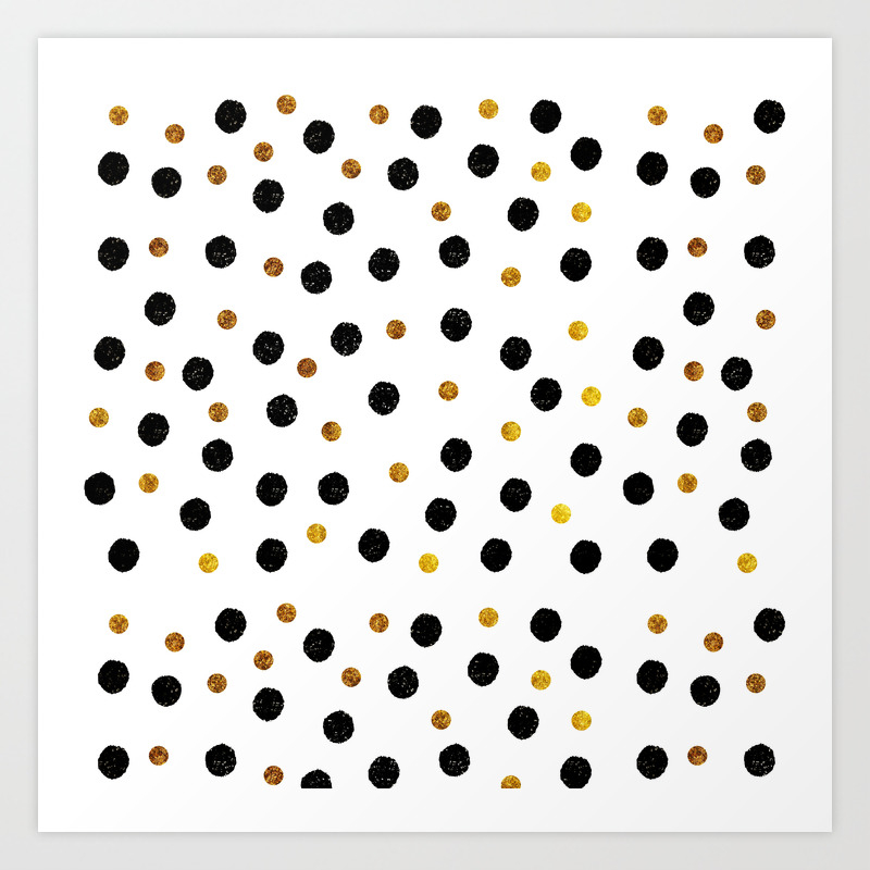 Black Gold Glitter Confetti On White Background Elegant Pattern