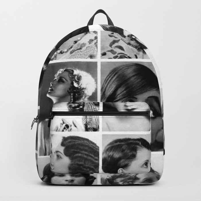 Roaring 1920's Historical Flapper Female Hairstyles black and white photography - black and white photographs Backpack