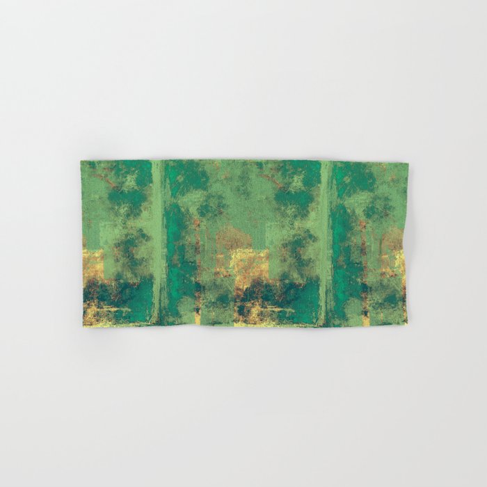 Grunge background with vintage style graphic elements, retro feeling composition and different color patterns: yellow (beige); brown; green; cyan Hand & Bath Towel