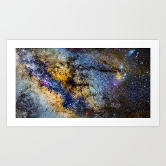 The Milky Way and constellations Scorpius, Sagittarius and the super big red star Antares. Art Print