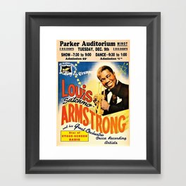 Louis Armstrong Parker Auditorium, Minot, North Dakota Satchmo Jazz Vintage Advertising Concert Poster Framed Art Print