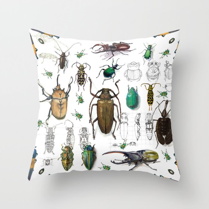 Beautiful Beetles Throw Pillow