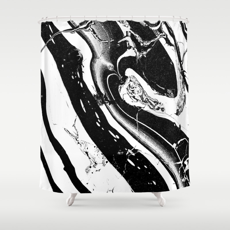 Suminagashi Abstract Black And White Marble Liquid Watercolor Nr