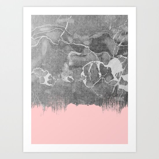 Crayon Marble with Pink Art Print