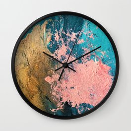 Coral Reef [1]: colorful abstract in blue, teal, gold, and pink Wall Clock