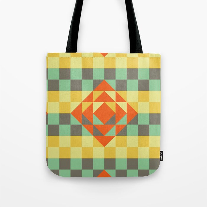 Green and yellow gingham checked ornament Tote Bag