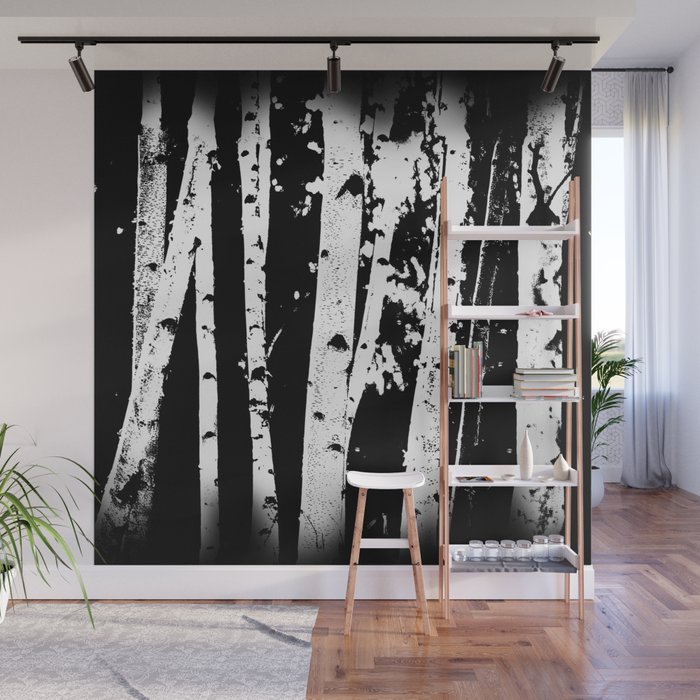 Black And White Birch Trees Fade Out Wall Mural By Naturaldesign