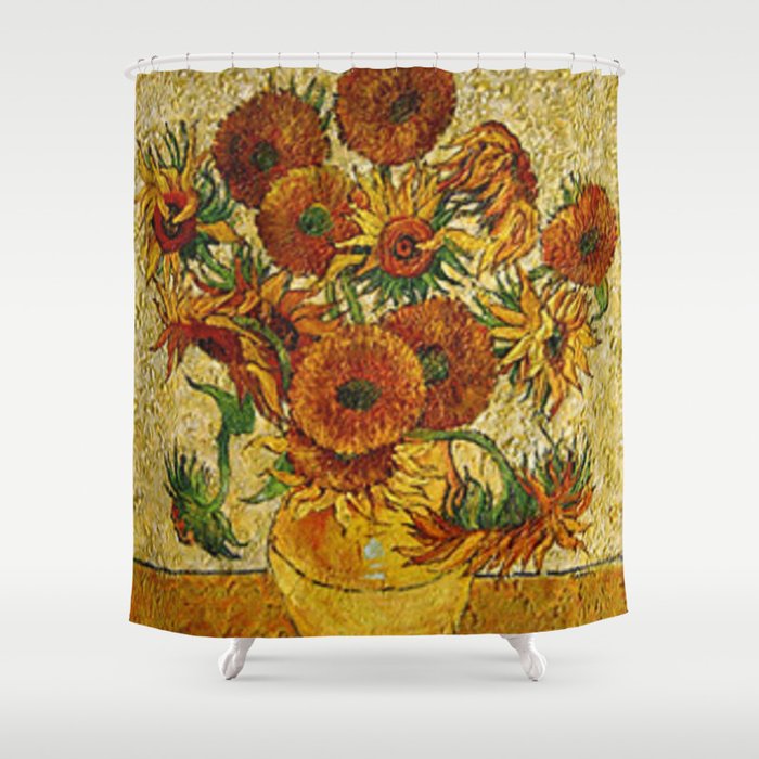 Gold Irises and Sunflowers by Vincent van Gogh Shower Curtain by