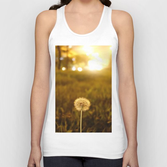 Golden Dandelion Sunset Unisex Tank Top