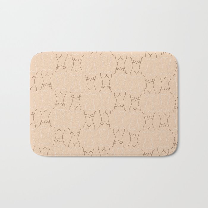 Nude Lady Lines  drawing/ pattern of female body Bath Mat