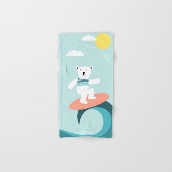 Polar bear surfing. Hand & Bath Towel