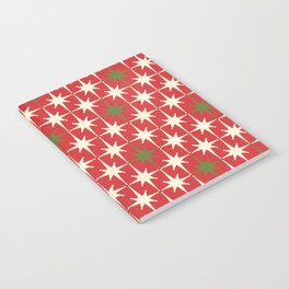 Atomic Age Christmas Starbursts - Midcentury Modern Xmas Holiday Pattern Cream Green Red Notebook