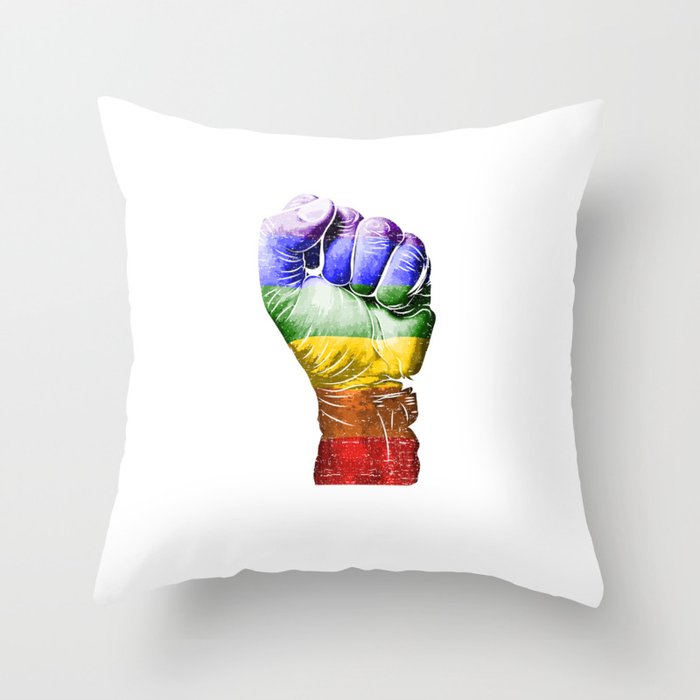 Resist Fist - Gay Rights LGBTQ Pride Protest T-Shirt Throw Pillow