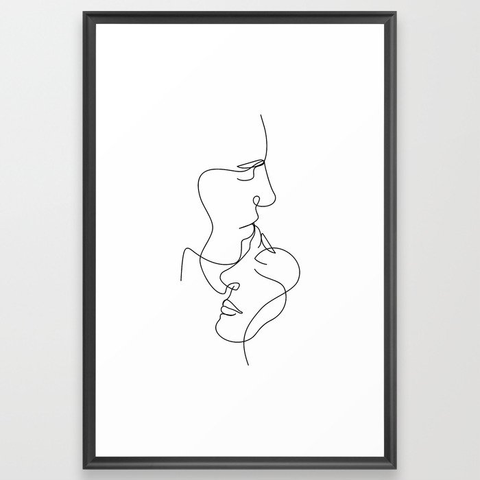 Couple One Line Art Framed Art Print