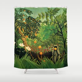 Henri Rousseau "Monkeys in the jungle - Exotic landscape" Shower Curtain