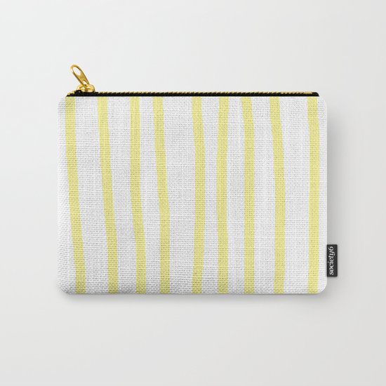 Simply Drawn Vertical Stripes in Pastel Yellow Carry-All Pouch