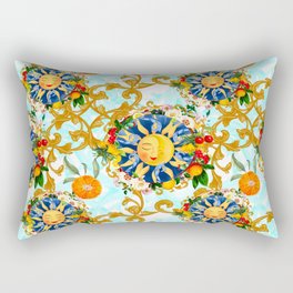 Sicilian sun,half moon,majolica,Mediterranean art Rectangular Pillow