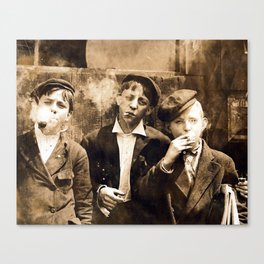 Newspaper Boys Smoking Canvas Print