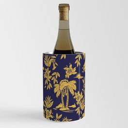 Seamless vintage design designs with Hawaii, tropical, surf, palm tiki mask themed.  Wine Chiller