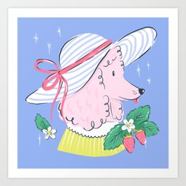 Summer Poodle with Strawberries Art Print