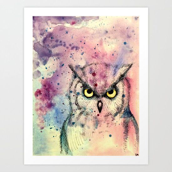 Owl Watercolor/Pen&Ink Art Print