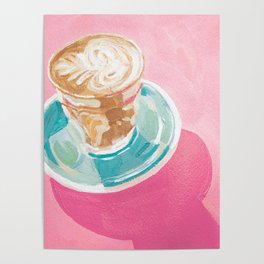 Pink Coffee Cup Painting Poster
