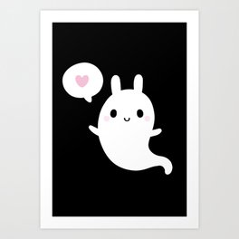 Cutie Bunny Ghost | Nikury Art Print | Samhain, Animal, Kids, Cartoon, Ghost, Pastelgoth, Fall, Rabbit, Chibi, Autumn 