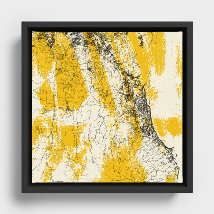 Gold Coast, Australia - Illustrated Map Poster. Aesthetic  Framed Canvas