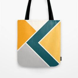 Navy blue arrow with colorful triangles Tote Bag