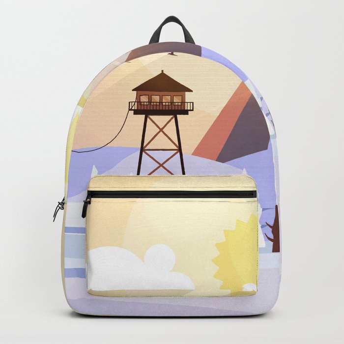 Vector Art Landscape with Fire Lookout Tower Backpack