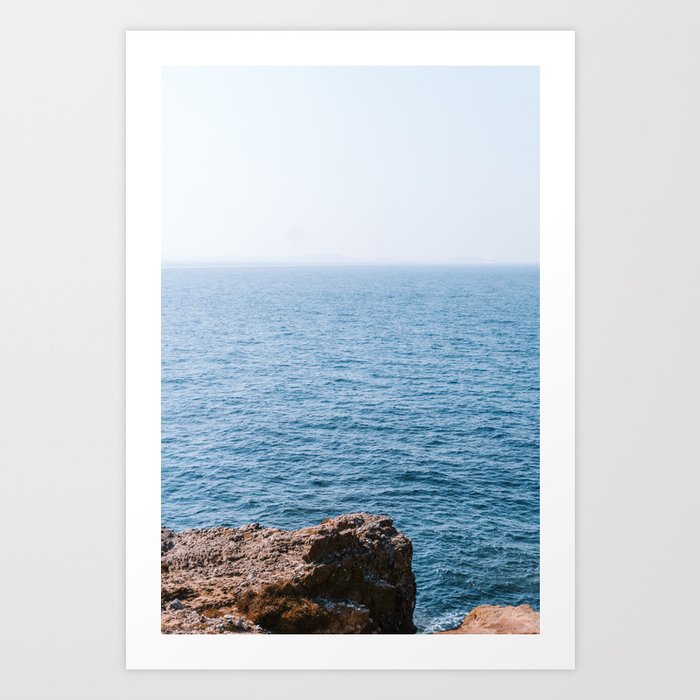 Minimalistic view of the Sea | Vibrant Travel Photography in the Mediterranean in South of Europe  Art Print