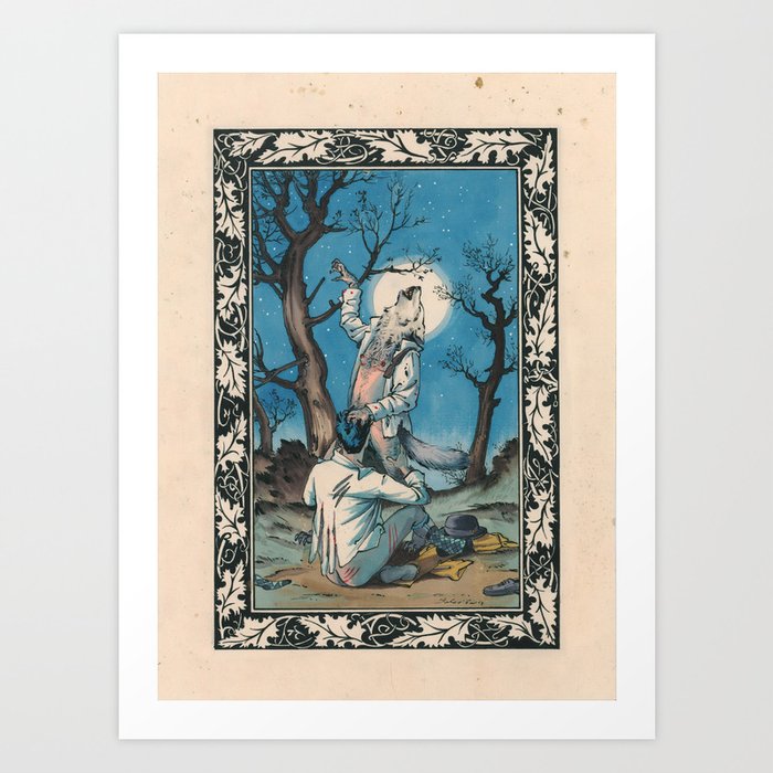 Howling at the moon Art Print