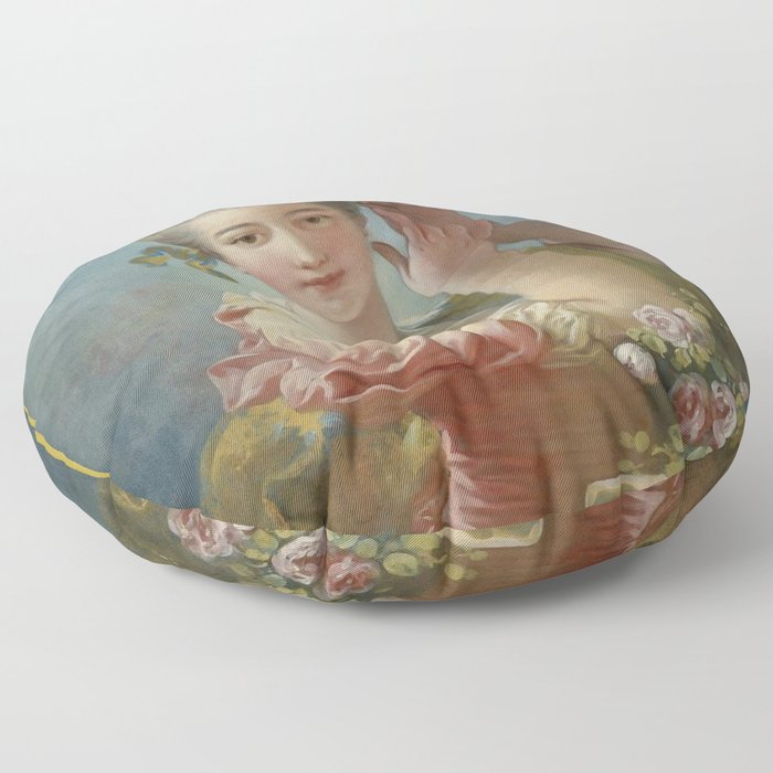 Jean-Honoré Fragonard "A Young Woman Adorning Her Powdered Coiffure With a Spray of Roses" Floor Pillow