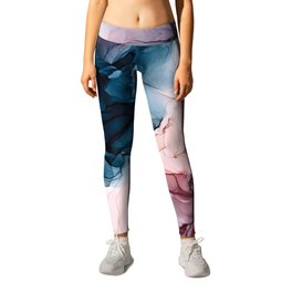 Pastel Plum, Deep Blue, Blush and Gold Abstract Painting Leggings | Digital, Alcoholink, Navy, Decor, Modern, Blushpink, Love, Ink, Painting, Free 