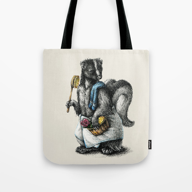 Portrait Of Mr Skunk Tote Bag By Viafang Society6 Portrait Of Mr Skunk Tote Bag By