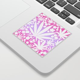 Modern Retro Cannabis And Spring Flowers Purple Haze Sticker