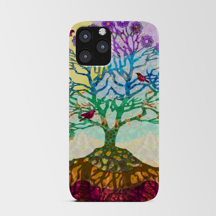 Colorful Tree Of Life Art by Sharon Cummings iPhone Card Case