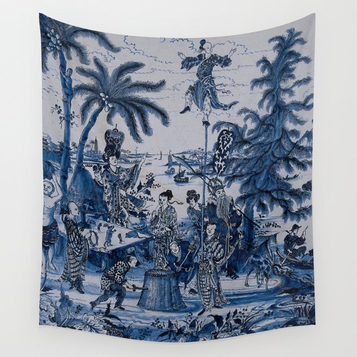 17th Century Delftware Chinoiserie Wall Tapestry