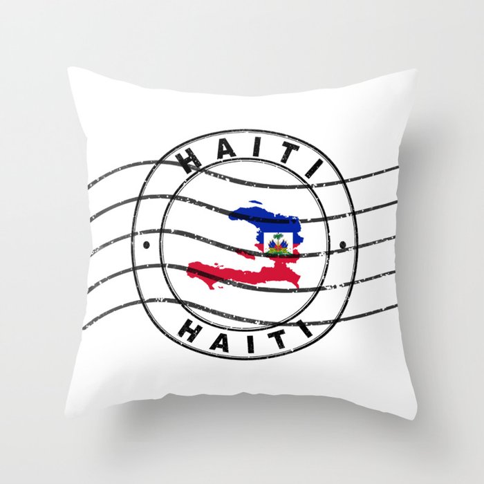 Map of Haiti, Postal Passport Stamp, Travel Stamp Throw Pillow