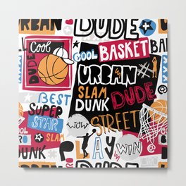 Basketball pattern. Cool dude. Metal Print | Boy, Cool, Digital, Text, Star, Ink, Vector, Graphicdesign, Game, Bro 