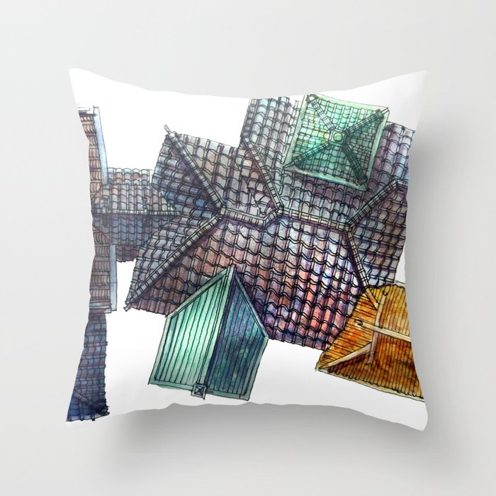 Taiwanese roofscapes 03 Throw Pillow