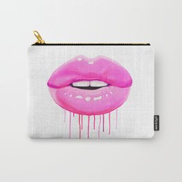Pink lips Carry-All Pouch | Kiss, Illustration, Passion, Vintage, Fleshylips, Figurative, Romantic, Fashion, Expressionism, Pop Art 