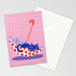 Umbrella Cat Stationery Card