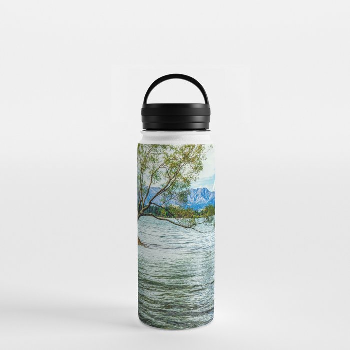 New Zealand Photography - Tree Surrounded By Water In Lake Wānaka Water Bottle