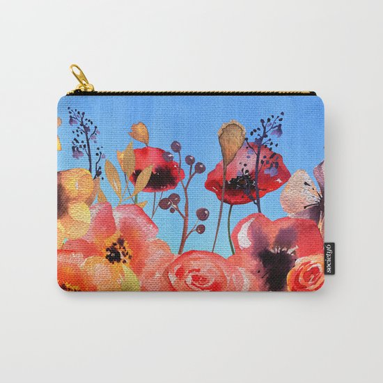 Summer meadow with Flowers and Poppies in Twilight on #Society6 Carry-All Pouch